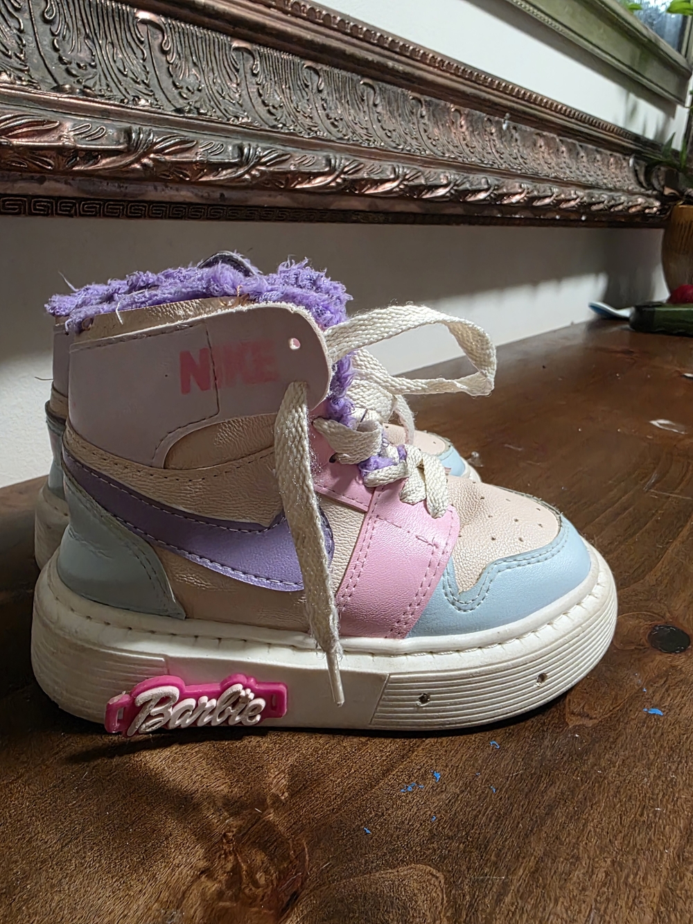 Jordan Kids High-Top Sneakers in Pastel Pink, Lavender & Light Blue